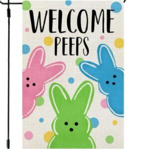 Double-Sided Easter Bunny & Eggs Garden Flag – Hello Peeps 12x18